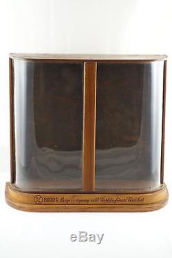 Antique BR Bands Wrist Watch Oak Wood & Glass Store Counter Display Case Cabinet