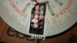 Antique Boye Rotary Needles Shuttles & Bobbins Store Display Case 124 Wood Tubes