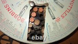 Antique Boye Rotary Needles Shuttles & Bobbins Store Display Case 124 Wood Tubes