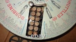 Antique Boye Rotary Needles Shuttles & Bobbins Store Display Case 124 Wood Tubes