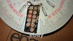 Antique Boye Rotary Needles Shuttles & Bobbins Store Display Case 124 Wood Tubes
