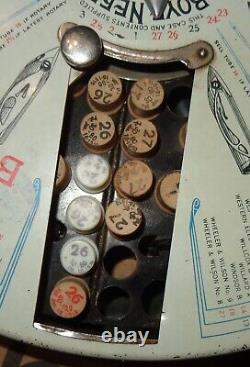 Antique Boye Rotary Needles Shuttles & Bobbins Store Display Case 124 Wood Tubes