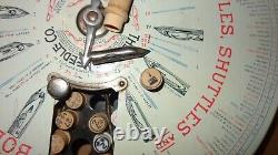 Antique Boye Rotary Needles Shuttles & Bobbins Store Display Case 124 Wood Tubes
