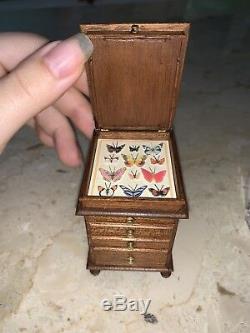Antique Butterfly display Miniature case with 10 Lola Originals Butterflies