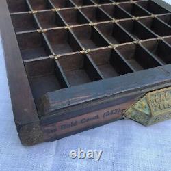 Antique Caslon London printer's type drawer shadow box or display wood & brass
