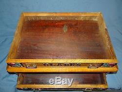 Antique Clark's Mile-End 2 Drawer Spool Cabinet Wood Dovetail Store Display Case