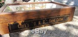 Antique Clark's O. N. T. Sewing Thread Spool General Store Wood Glass Display Case
