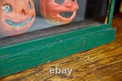 Antique Counter Top Display Case Wood Glass shelf apothecary cabinet green VTG