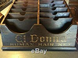 Antique Countertop Display Advertising Wood Human Hair Net EI Donna Victorian
