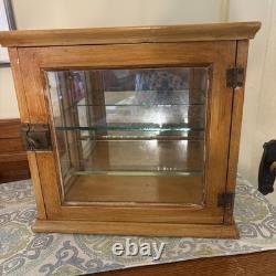 Antique Countertop Display Case Wood Glass shelf apothecary cabinet Vintage