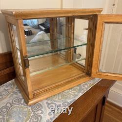 Antique Countertop Display Case Wood Glass shelf apothecary cabinet Vintage