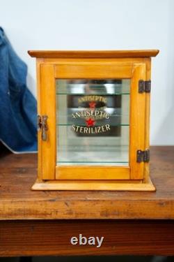 Antique Countertop Display Case Wood Glass shelf apothecary cabinet Vintage