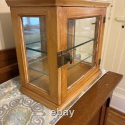 Antique Countertop Display Case Wood Glass shelf apothecary cabinet Vintage