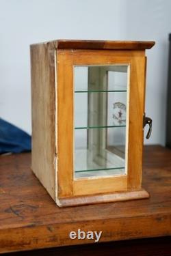 Antique Countertop Display Case Wood Glass shelf apothecary cabinet Vintage