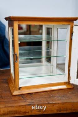 Antique Countertop Display Case Wood Glass shelf apothecary cabinet Vintage
