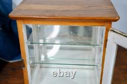 Antique Countertop Display Case Wood Glass shelf apothecary cabinet Vintage