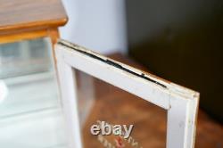 Antique Countertop Display Case Wood Glass shelf apothecary cabinet Vintage
