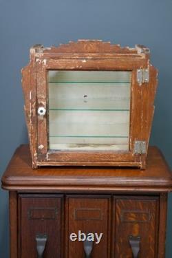 Antique Countertop Display Case Wood Glass shelf vintage apothecary cabinet