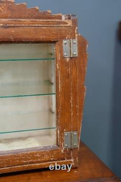 Antique Countertop Display Case Wood Glass shelf vintage apothecary cabinet