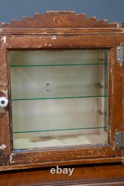 Antique Countertop Display Case Wood Glass shelf vintage apothecary cabinet