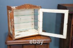 Antique Countertop Display Case Wood Glass shelf vintage apothecary cabinet