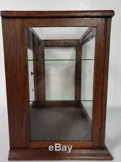 Antique Country Store Display Showcase OAK Quartersawn Wood Glass Counter Top