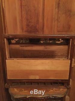 Antique Curved Glass and Wood EVERSHARP Fountain Pen Pencil Store Display Case