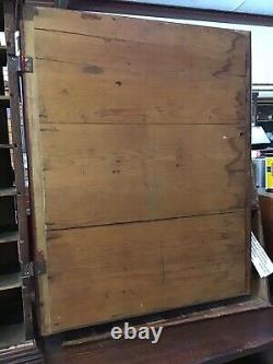 Antique DIAMOND DYES Store Counter Cabinet Tin & Wood Evolution Of Woman C1890