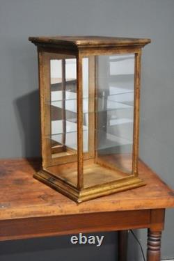 Antique Display Case Wood Glass shelf apothecary cabinet vintage Countertop