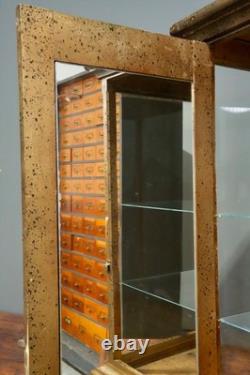 Antique Display Case Wood Glass shelf apothecary cabinet vintage Countertop