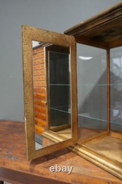 Antique Display Case Wood Glass shelf apothecary cabinet vintage Countertop