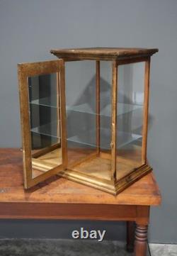 Antique Display Case Wood Glass shelf apothecary cabinet vintage Countertop