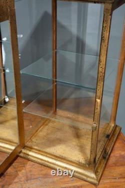 Antique Display Case Wood Glass shelf apothecary cabinet vintage Countertop
