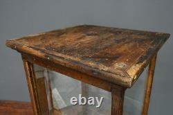 Antique Display Case Wood Glass shelf apothecary cabinet vintage Countertop