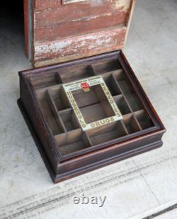 Antique Drug Store Countertop Glass Display Case Wood Apothecary Cabinet Vintage