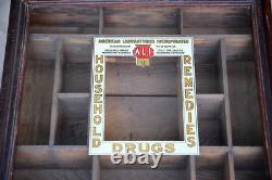 Antique Drug Store Countertop Glass Display Case Wood Apothecary Cabinet Vintage