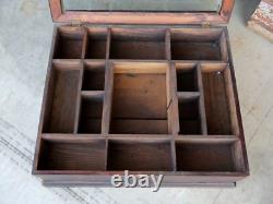 Antique Drug Store Countertop Glass Display Case Wood Apothecary Cabinet Vintage