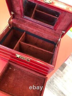Antique Eel Leather Tufted Silk Jewelry Box Display Case