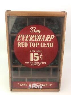 Antique Eversharp Red Top Pencil Lead Counter Top Display Case withNOS Lead Tubes