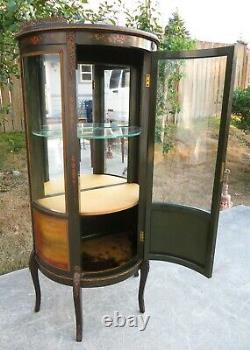 Antique FRENCH VITRINE CURIO CABINET Hand Painted DISPLAY CASE Vernis Martin