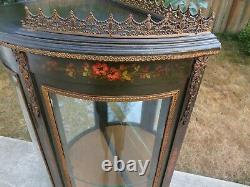 Antique FRENCH VITRINE CURIO CABINET Hand Painted DISPLAY CASE Vernis Martin