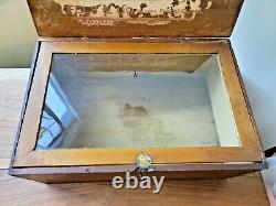 Antique Fels & Co. Finger Joint Wood with Glass Top Dew Drop Toilet Soap Showcase