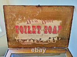 Antique Fels & Co. Finger Joint Wood with Glass Top Dew Drop Toilet Soap Showcase