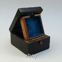 Antique French Ladies Pocket Watch Display Box Inlaid Brass Ebonised Wood Case