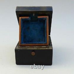 Antique French Ladies Pocket Watch Display Box Inlaid Brass Ebonised Wood Case