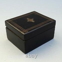 Antique French Ladies Pocket Watch Display Box Inlaid Brass Ebonised Wood Case