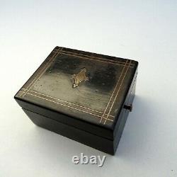 Antique French Ladies Pocket Watch Display Box Inlaid Brass Ebonised Wood Case