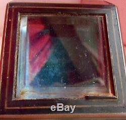 Antique French Napoléon III pocket watch case display wooden inlay glass box