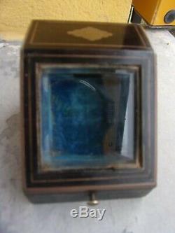 Antique French Napoléon III pocket watch case display wooden inlay glass box