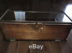 Antique Fx Ganter Wood Glass Nickle Store Display Case With Curved Front Glass